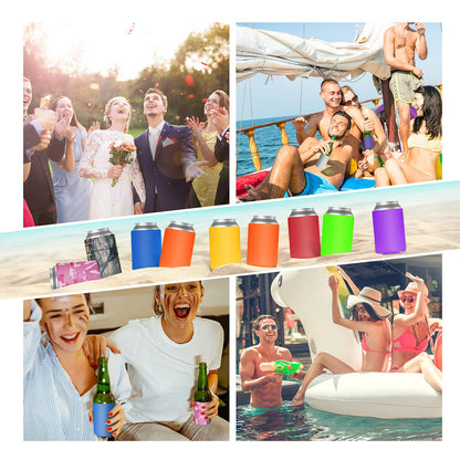 50 Pack Beer Can Coolers Sleeves, Soft Insulated Reusable Drink Cooler for Water Bottles, Blank Collapsible Soda Cover Cooler, DIY Customizable for Parties, Events or Weddings, Bulk