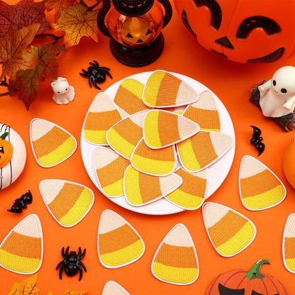 AUGSUN 30pcs Halloween Candy Corn Iron On Patches Embroidered Sew On Applique Repair Patch DIY Crafts for Clothing Jacket Jeans Pants Dress Backpack Hat