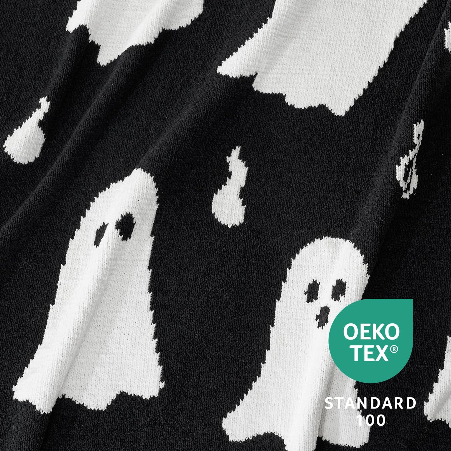 Amélie Home Reversible Halloween Throw Blanket for Couch, Spooky Halloween Ghost Cute Terror Scence, Chenille Knit Soft Cozy for Bed Sofa Home Decor Gifts, 50" x 60", Ghost