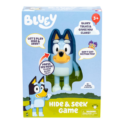 Bluey Hide & Seek Game, Hide The Figure and Press her Nose to Start The Built-in Timer, Talks and Giggles to Help Kids find her, When Found, Kids can Dance to Theme Song