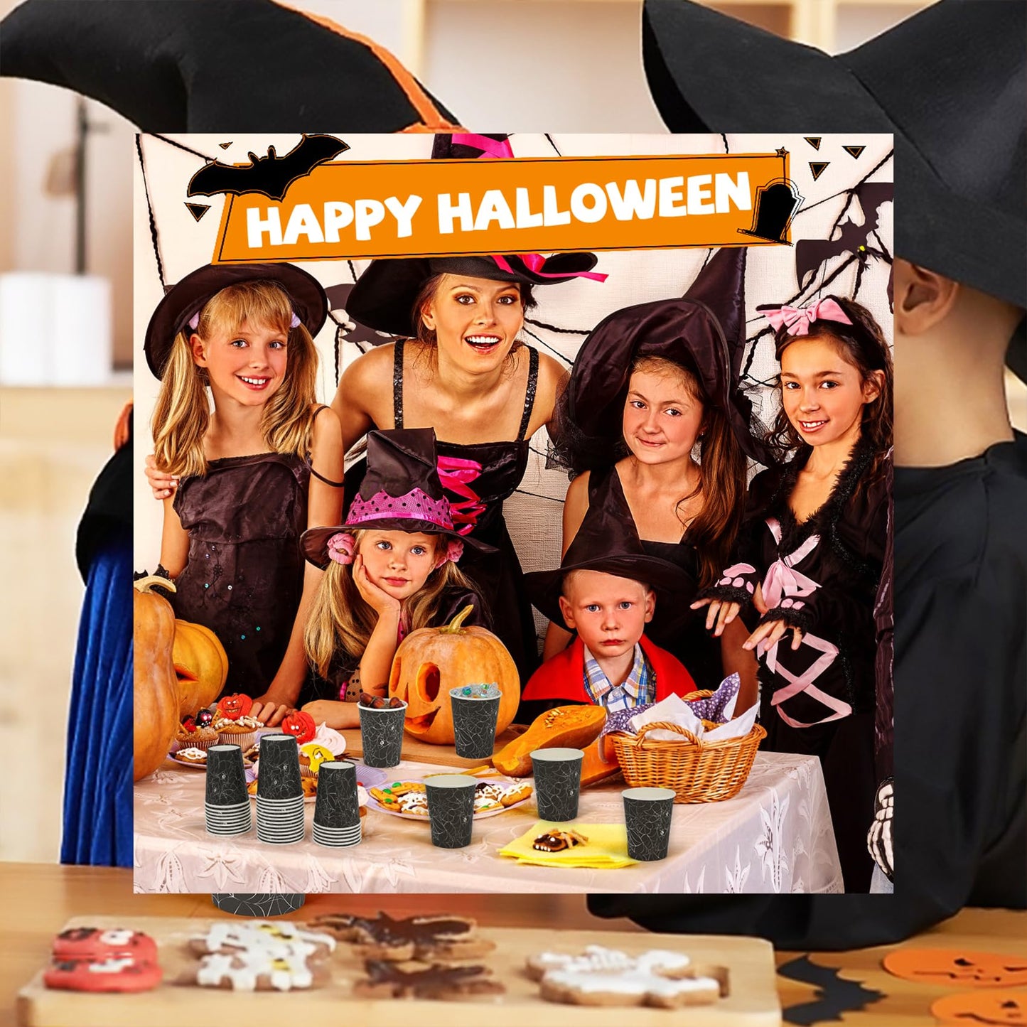 ATFUNSHOP Halloween Disposable Cups 30PCS Spiders Web Party Paper Cups 9OZ