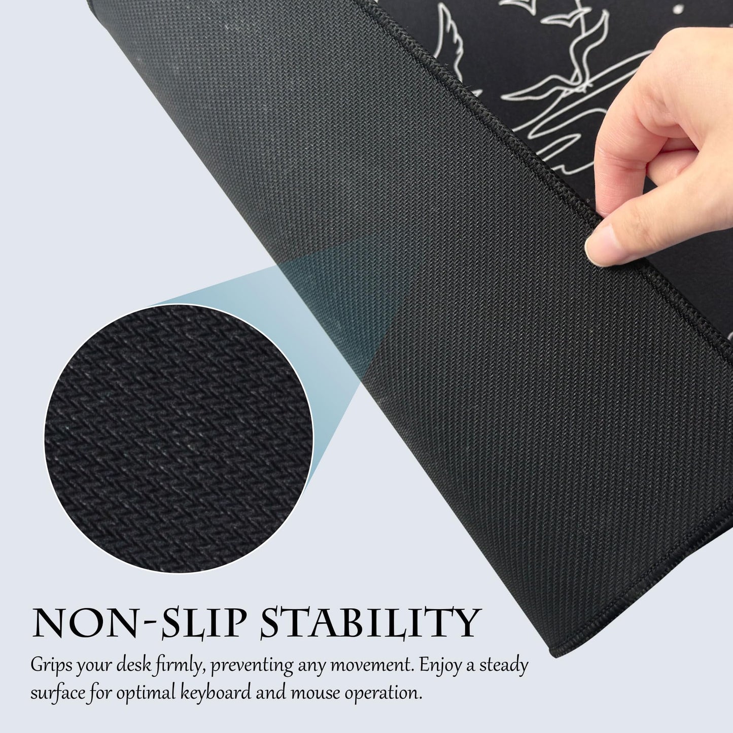 ALOANES Waterproof Mouse Pad, XL Gaming Keyboard Pad with Anti-Slip Base, Grain Jacquard Surface, Extend Desk pad for Gamer, Office & Home, Sea Wave Mousepad 31.5''x 11.8''x 0.12''
