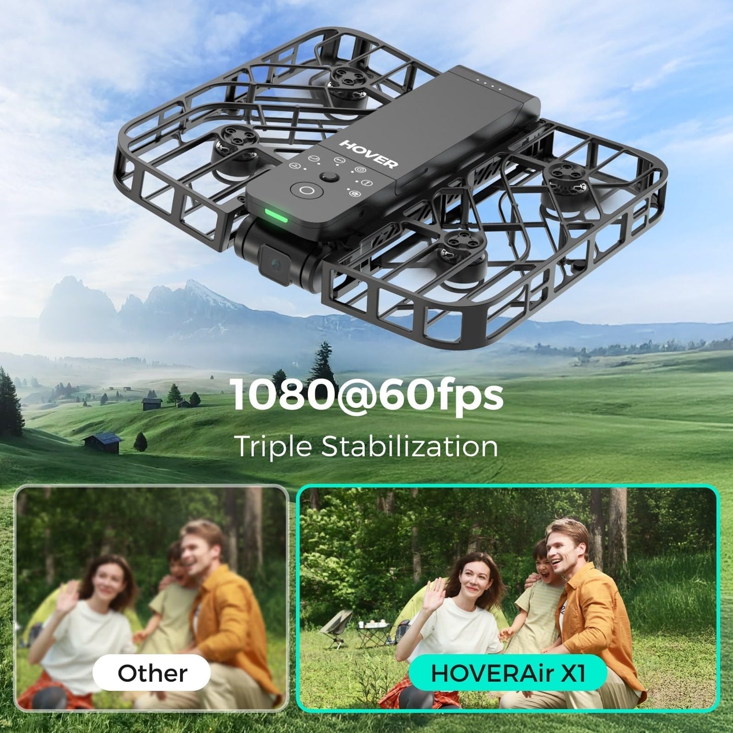 HOVERAir X1 Drone with Camera, Self-Flying Camera Drone with Follow Me Mode, Foldable Mini Drone with HDR Video Capture, Palm Takeoff, Intelligent Flight Paths, Hands-Free Control Black (Combo)