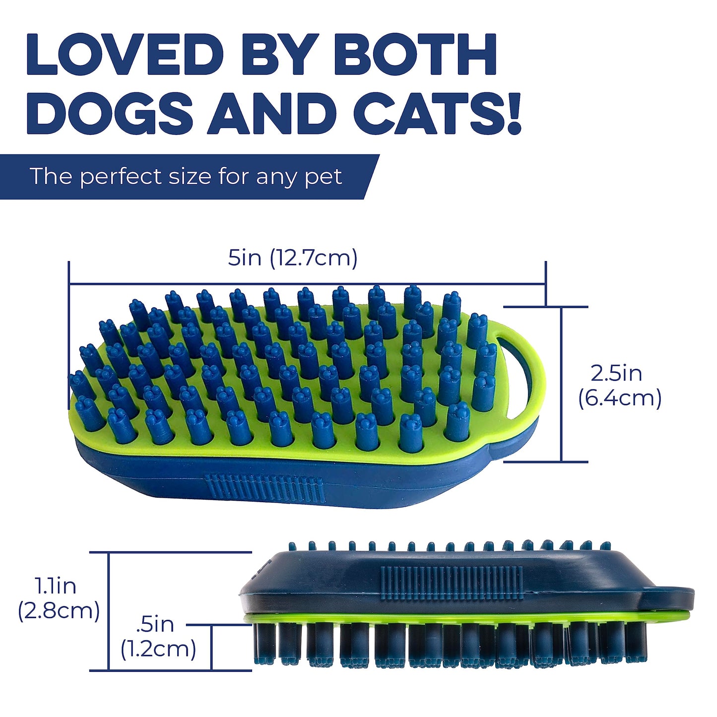Bonza Dog Brush for Short-Haired Dogs & Cats - Navy Blue Silicone Grooming Massage Brush - Removable Hair Screen - Dog Shower & Bath Scrubber for Shedding - Silicone Cat Grooming Scrubber