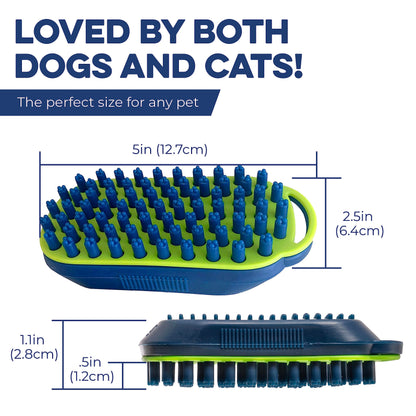 Bonza Dog Brush for Short-Haired Dogs & Cats - Navy Blue Silicone Grooming Massage Brush - Removable Hair Screen - Dog Shower & Bath Scrubber for Shedding - Silicone Cat Grooming Scrubber