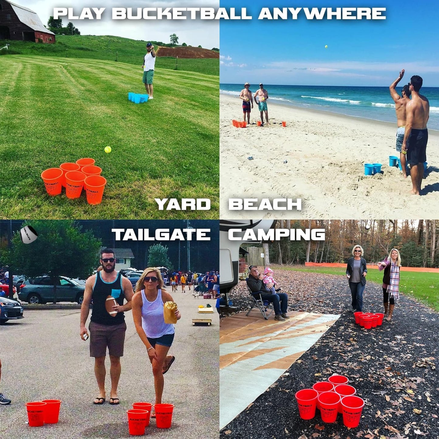 BucketBall | USA Edition Combo Pack | Best Beach, Pool, Yard, Camping, Tailgate, BBQ, Lawn, Water, Indoor, Outdoor Game Toy for Adults, Boys, Girls, Teens, Family