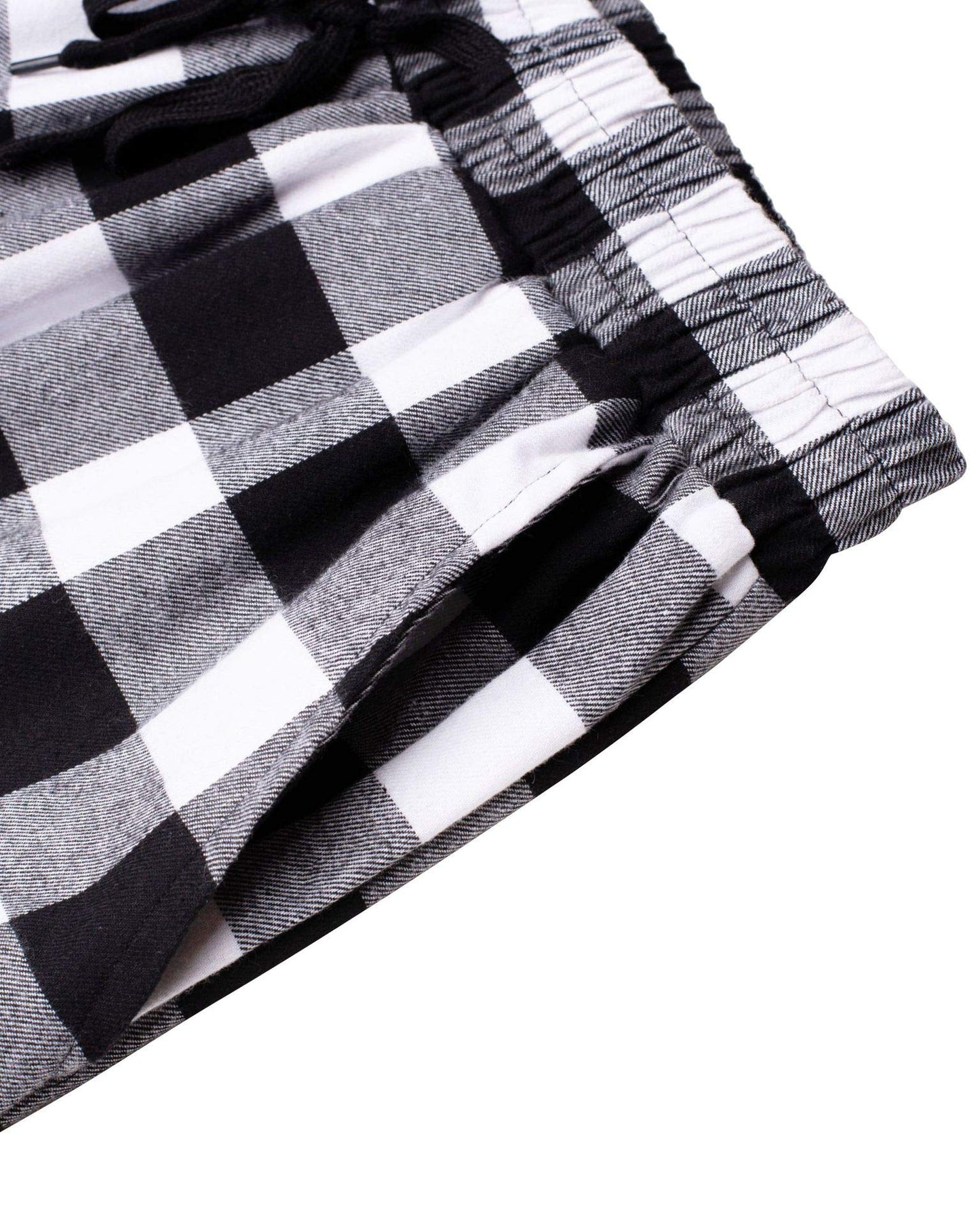 Alimens & Gentle Mens Heavyweight Flannel Plaid Pajama Pants 100% Cotton Sleep Lounge Pant White Black Medium