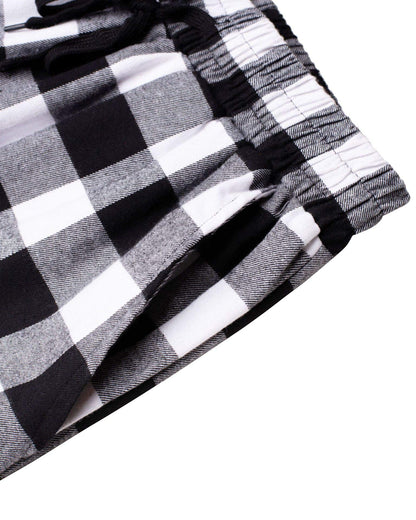 Alimens & Gentle Mens Heavyweight Flannel Plaid Pajama Pants 100% Cotton Sleep Lounge Pant White Black Medium