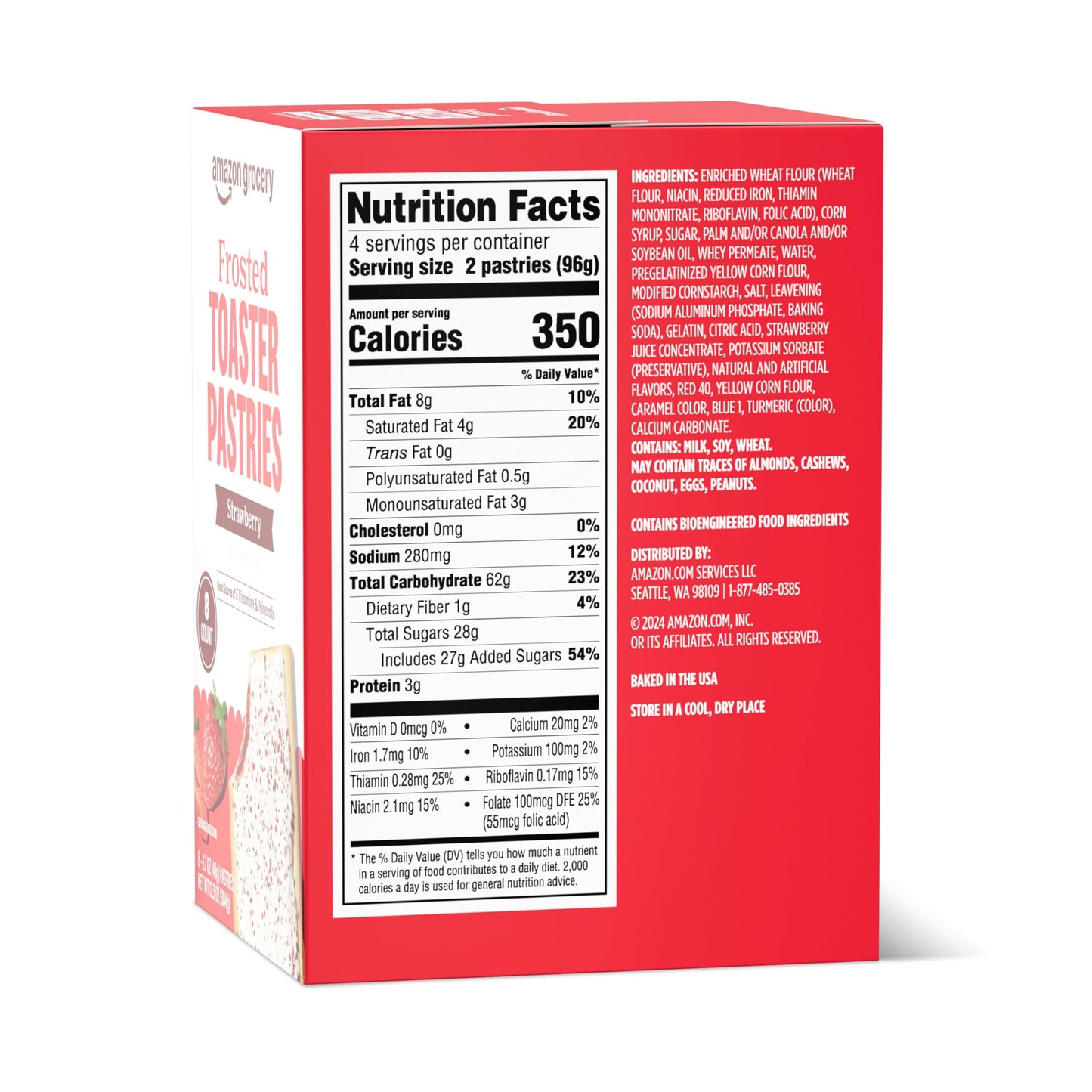 Amazon Grocery, Frosted Toaster Pastries, Strawberry, 13.5 Oz, 8 Ct (Previously Amazon Fresh, Packaging May Vary)