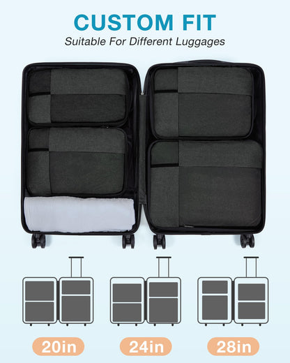 BAGSMART Compression Packing Cubes for Travel, 4 Set Packing Cubes for Carry on Suitcases, Compression Travel Cubes & Suitcase Organizer for Packing with Shoe Bag Black