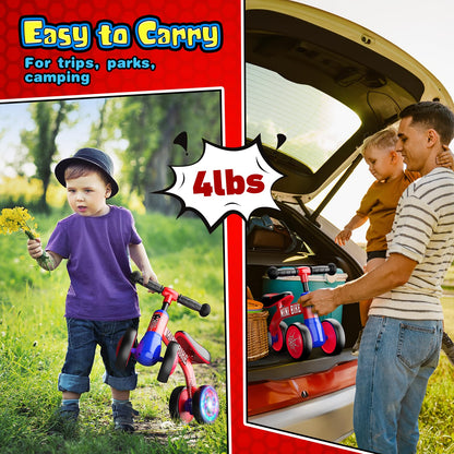 Aetyni Baby Balance Bike 1-2 Year Old: Spider Toddler Bike Baby Bike for 10-24 Month with Colorful Lighting & 4 Wheels First Riding on Toys Spider Easter Birthday Gifts for One Year Old Boy Girl Gifts