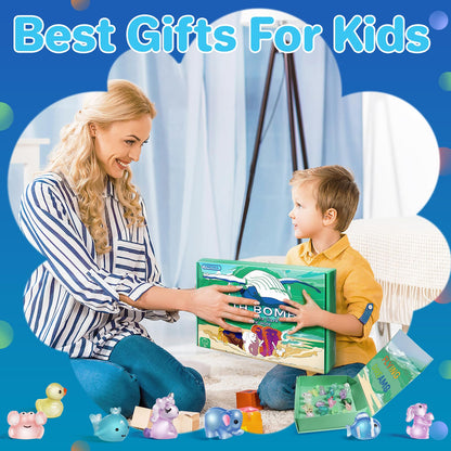Bath Bombs for Kids with Toys Inside - 24 Pack Kids Bath Bombs with Glow in The Dark Surprise Toys Inside, Natural Organic Bubble Bath Fizzy, Christmas Gifts for Kid Girls Boys, Stocking Stuffers