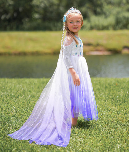 Aoiviss Girls Princess Costumes Snow Queen Princess Dresses Fancy Dress Up Clothes for Halloween Snow Party Cosplay, White