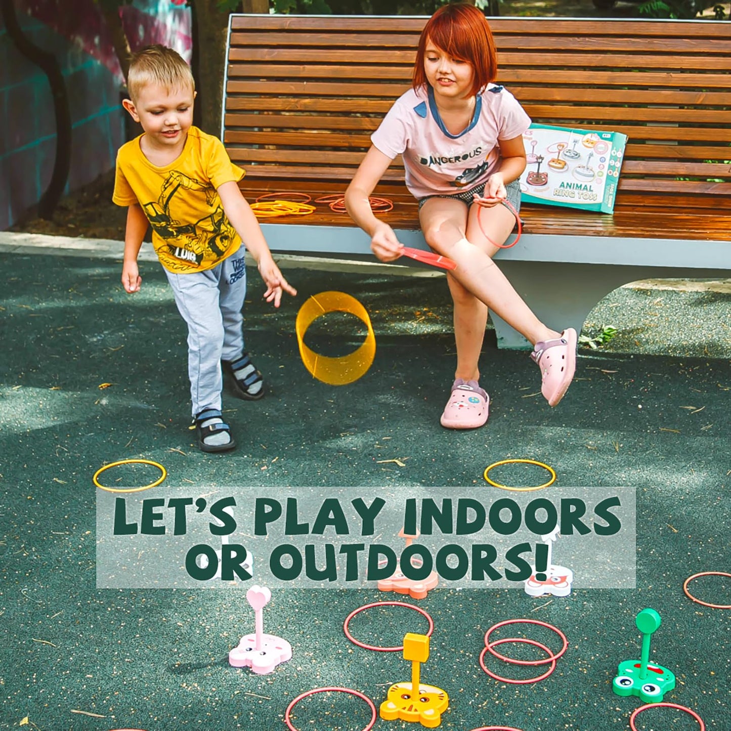 Animal Ring Toss Game Toy Set for Kids, 6 Targets Stands & 36 Rings Combo, Indoor Outdoor Party Yard Family Adults Activity, Birthday Present for Toddlers Boys Girls Child Ages 3+