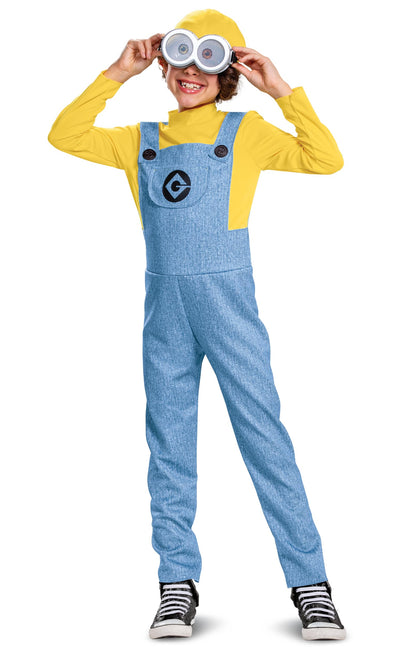 Bob Minions Costume for Kids, Official Minion Jumpsuit Outfit with Goggles and Hat, Classic Size Small (4-6) Multicolored