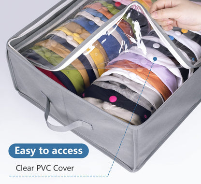 AOODA Large Hat Storage Box for Baseball Caps, Holds Up to 50 Caps Wide Hat Organizer for Closet with Cardboard, Under Bed Snapback Holder, Grey