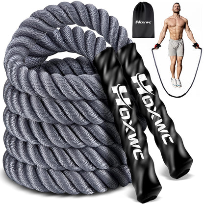 HOXWC Weighted Jump Rope, 2lb Heavy Duty Jump Rope for Fitness, Battle Rope for Fitness Training, Full Body Exercise at Home Gym for Men and Women, Strengthening Legs, Arms and Stabilizing Muscles
