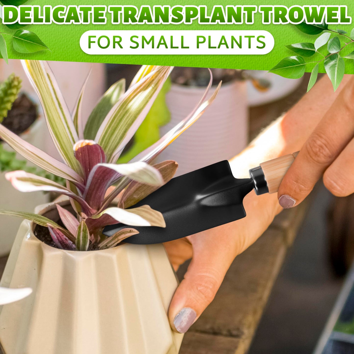 3 Pcs Small Garden Tools for Gardening – Planting Tools Set with Small Garden Shovel Hand, Ergonomic Hand Rake, Rustproof & Solid Wood Handle – Shovels for Digging & Indoor Plant Care