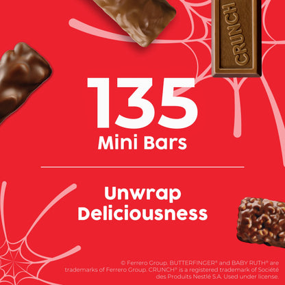 Butterfinger, CRUNCH, Baby Ruth, 100 Grand Minis, Assorted Candy Bars, Great for Sharing, Bulk 135 Count Pack, 55.3 oz