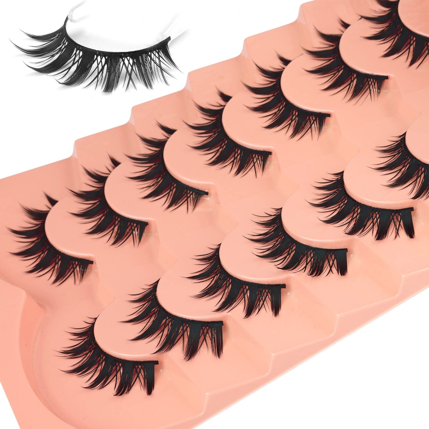 Winifred False Eyelashes - Anime Wispy Cat Eye Natural Spiky Thick Manga Lashes for Cosplay