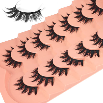 Winifred False Eyelashes - Anime Wispy Cat Eye Natural Spiky Thick Manga Lashes for Cosplay