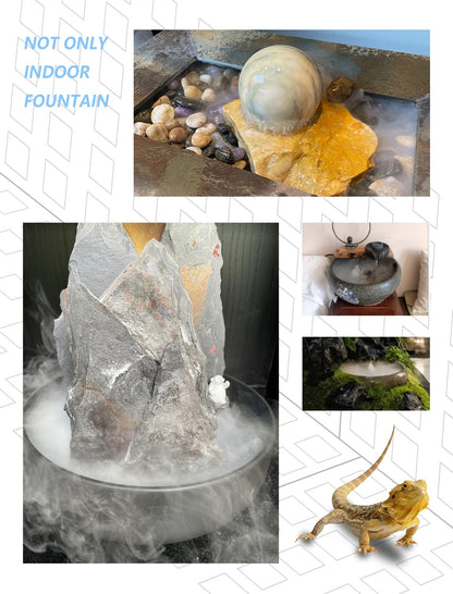 alizzy Ultrasonic Mist Maker, Indoor Fountain Water Feature Pond Portable Reptile Fogger Air humidifier, Halloween Cauldron Mini Fog Machine