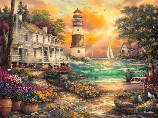 Buffalo Games - Chuck Pinson - Cottage by the Sea - 1000 Piece Jigsaw Puzzle For Adults -Challenging Puzzle Perfect for Game Nights - Finished Size is 26.75 x 19.75