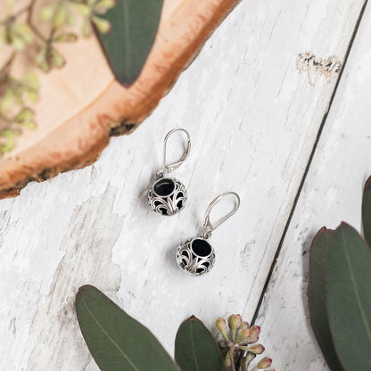 Bottled Up Designs Handmade Vintage Lace Leverback Earrings, Sterling Silver, Eco Friendly, Made in USA, Birthday Gifts, Mothers Day, Women, Anniversary (Black Depression Glass)