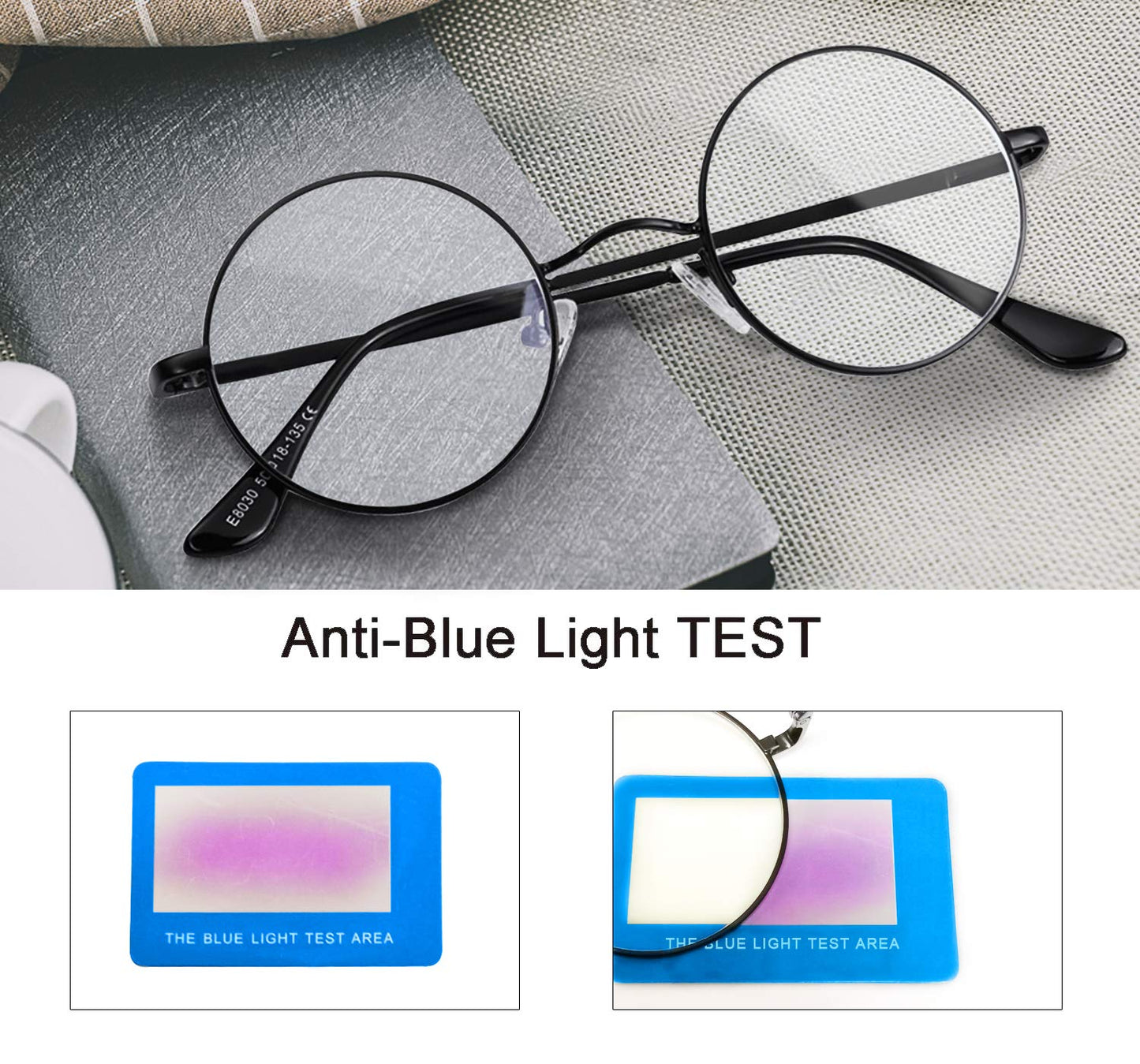Brigtlaiff Round Blue Light Blocking Glasses for Men Women John Lennon Style Computer Gaming TV Glasses Anti Eyestrain (Black Frame)