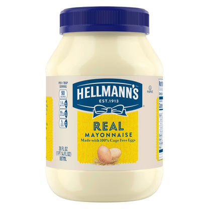 Hellmann's Mayonnaise Real Mayo 1 ct For A Creamy Sandwich Spread or Condiment Rich in Omega-3 ALA, Gluten Free 30 oz