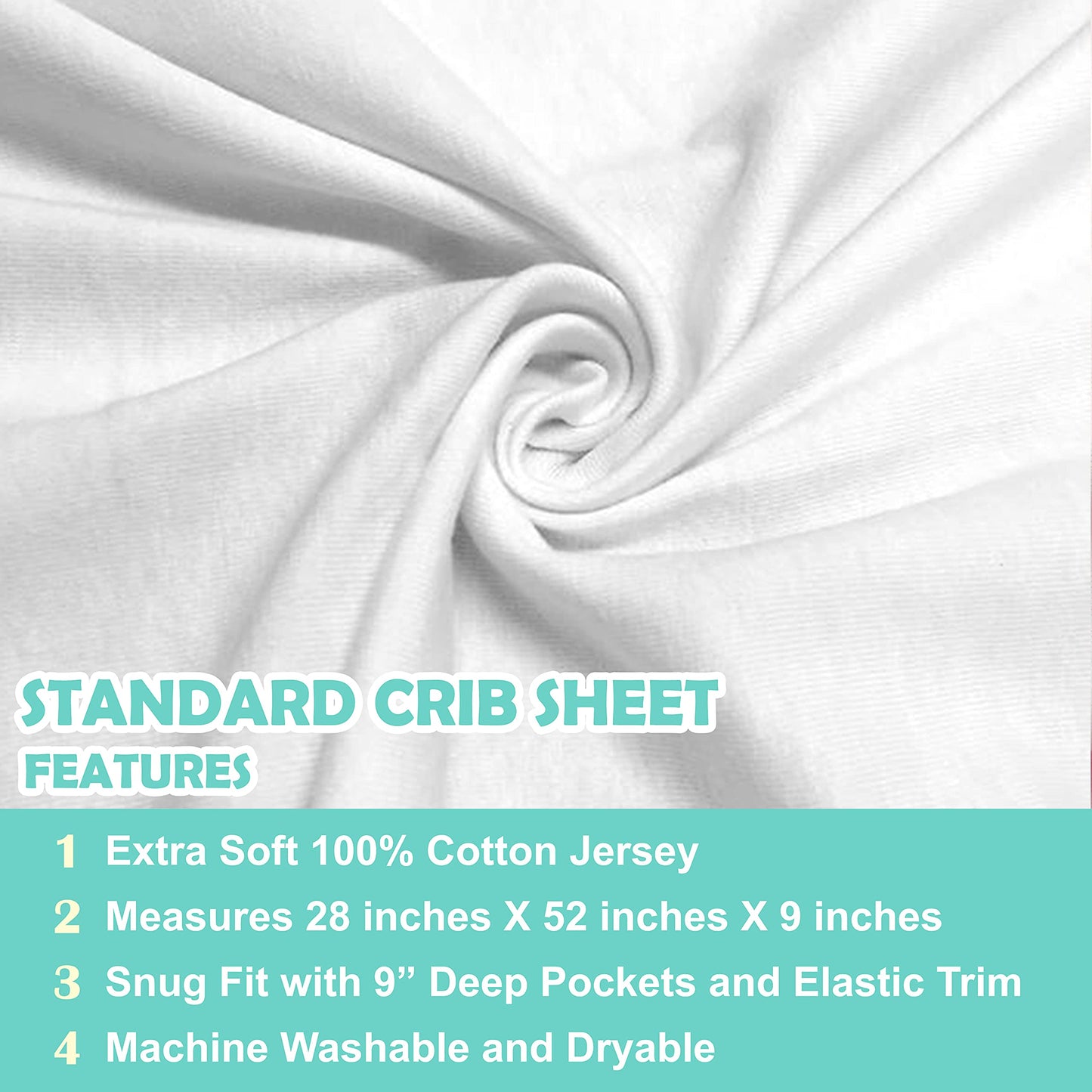 American Baby Company 2 Pack 100% Natural Cotton Fitted Crib Sheets 52" x 28" - Soft, Breathable, Hypoallergenic & Gentle Toddler Bed Sheets, White, Neutral for Boys & Girls