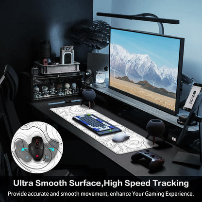 Canjoy Gaming Mouse Pad, Topographic Contour Mouse Pad 31.5x11.8inch Large Extended Computer Mouse Mat Keyboard Full Desk Mousepad for Gaming, Office, Home