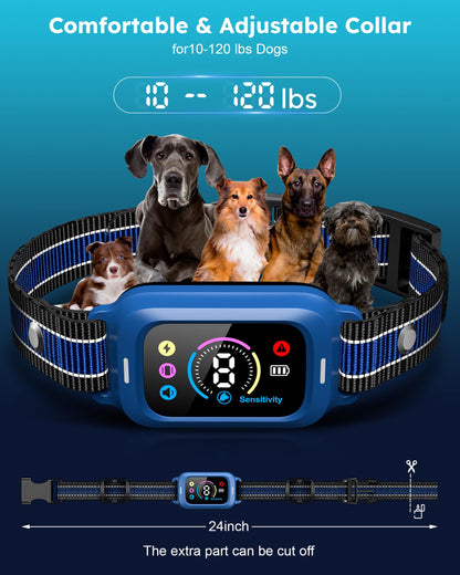 Bark Collar - Automatic Anti Barking Collar with 8 Sensitivity, Rechargeable Smart Bark Collar for Large Medium Small Dogs, Waterproof Bark Training Collar with Adjustable Beep Vibration Static Modes
