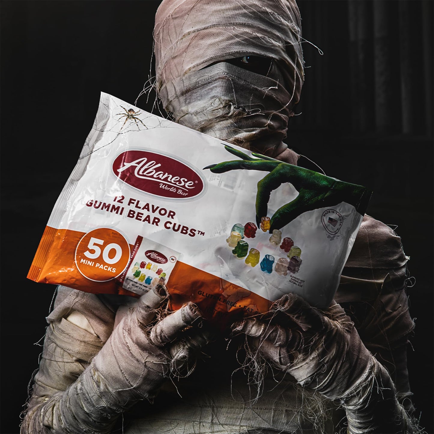 Albanese World's Best, Halloween 12 Flavor Gummi Bear Cubs®, 50-0.5oz Trick or Treat Bags of Halloween Candy