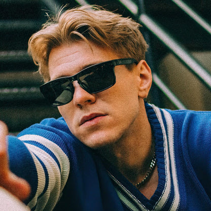 B.N.U.S Experience Unparalleled Visual Clarity – Corning Glass Lenses Polarized Sunglasses for Men and Women(Black/G-15 Polarized)