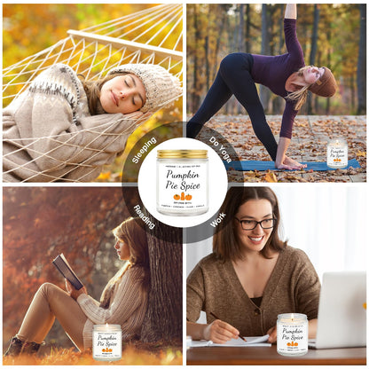 Homsolver Fall Candles, Pumpkin Cinnamon Spice Candle, Fall Candles Decorations for Home Gifts for Women Pumpkin Pie Spice Scented Candle Gifts