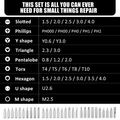 32 In 1 Small Screwdriver Set, Mini Magnetic Screwdriver Set – Contains 30 Bits Precision Repair Tool Kit, Torx Screwdriver Tool Sets for Eyeglass, Watch, Phones, Laptop, Computers, Toys