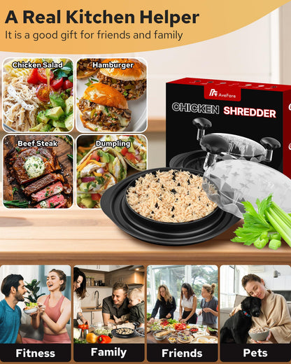 AveFare Large Chicken Shredder, Heavy Duty Highly Durable Chicken Shredder Tool Twist, Meat Shredder Machine, BPA Free, Strong Anti-Slip, Dishwasher Safe, Suitable for Pork Beef Chicken