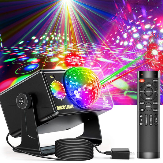 caivimvn Party Lights, DJ Disco Light Disco Ball Light Sound Activated Strobe Stage Lights for Parties Birthday Christmas Gift Wedding Karaoke KTV Bar Club Pub Dance Home Room Halloween Decorations