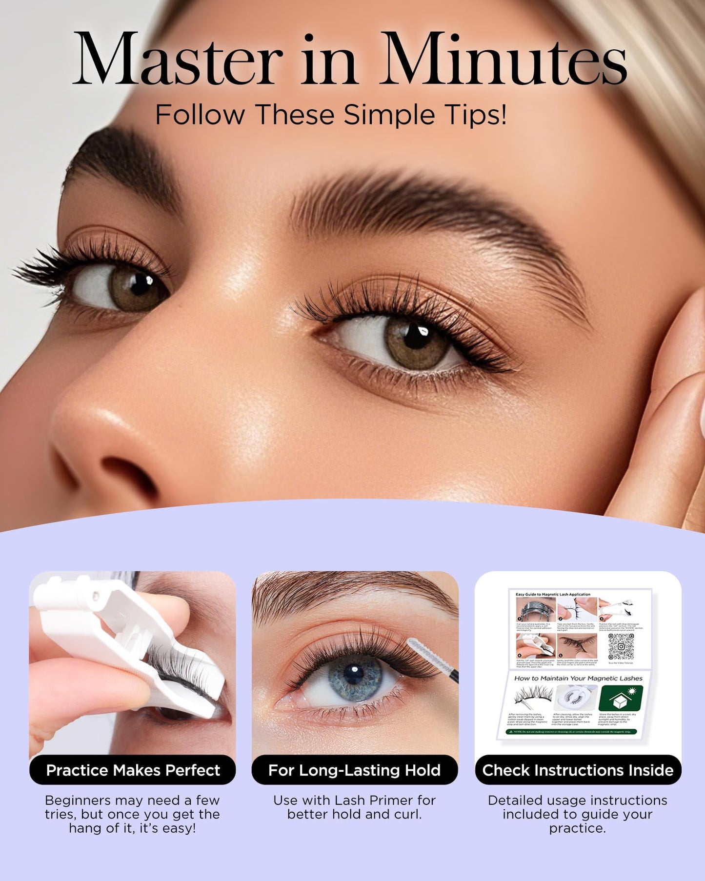 BEYELIAN Magnetic Eyelashes with Applicator Kit, No Glue Needed Reusable Natural Look 3D Lashes, Easy Apply Soft Magnetic Lashes for Eye Makeup (Lightweight & Comfortable)