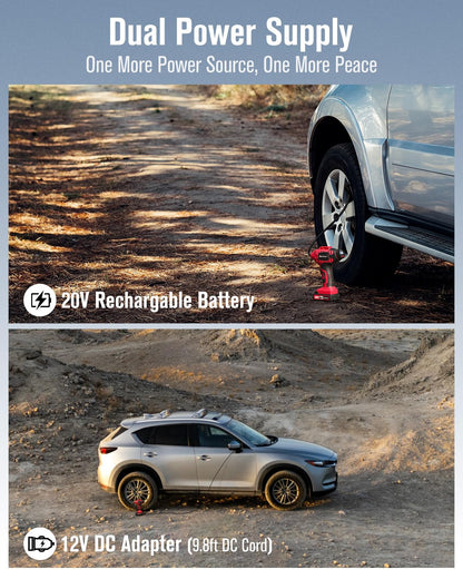 AVID POWER Tire Inflator Portable Air Compressor, 20V Cordless Car Tire Pump, Rechargeable Battery Powered Air Compressor w/12V DC Adapter, Digital Pressure Gauge