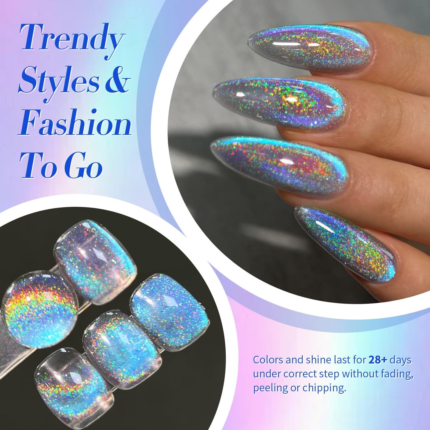 Born Pretty 9D Cat Magnetic Eye Gel Nail Polish Holographic Rainbow Gel Polish Blue Purple Soak Off U V LED Gel Polish Nail Art Design Manicure Salon DIY Home 15ML