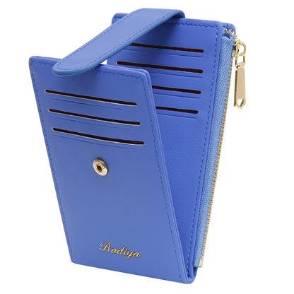 Badiya Slim Wallet for Women RFID Blocking Credit Card Holder Lady Bifold Small Wallets Organizer with Zipper Coin Pocket