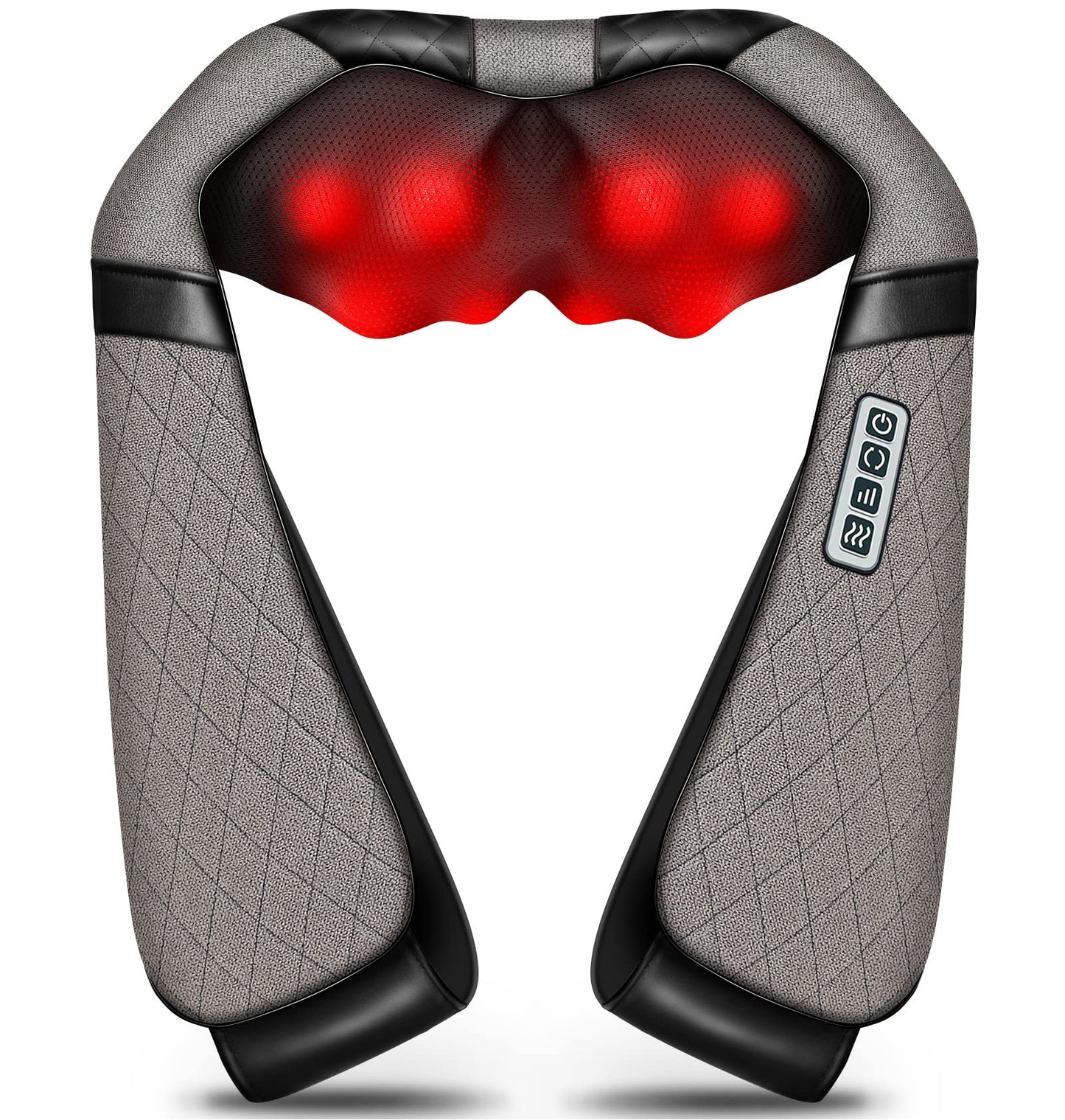 Blue Elf Shiatsu Electric Neck Back Massager Pillow 3D Kneading with Heat for Shoulder, Lower Back, Foot, Leg Muscles Pain Relief Relax in Car Office and Home (Gray)