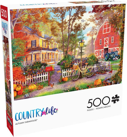 Buffalo Games - Dominic Davison - Autumn Farmhouse - 500 Piece Jigsaw Puzzle For Adults -Challenging Puzzle Perfect for Game Nights - Finished Size is 21.25 x 15.00