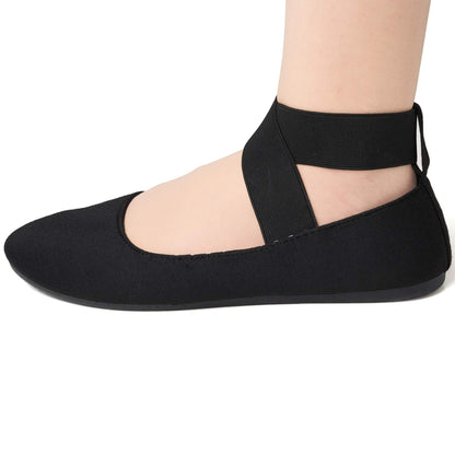 Alpine Swiss Peony Ballet Flats Shoes for Women | Elastic Ankle Strap Flats | Round Closed-Toe Shoes | Slip On Loafers | Padded for Comfort BLK 11