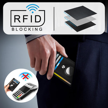 Hawanik Slim Minimalist Front Pocket Air Tag Wallet, RFID Blocking Card Holder Wallet with Airtag Holder