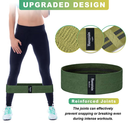 Honmein Resistance Bands for Working Out, 3 Levels Exercise Bands Workout Bands Set for Women Men, Hip Legs Booty Bands for Home Fitness, Gym, Yoga, Pilates(Green)