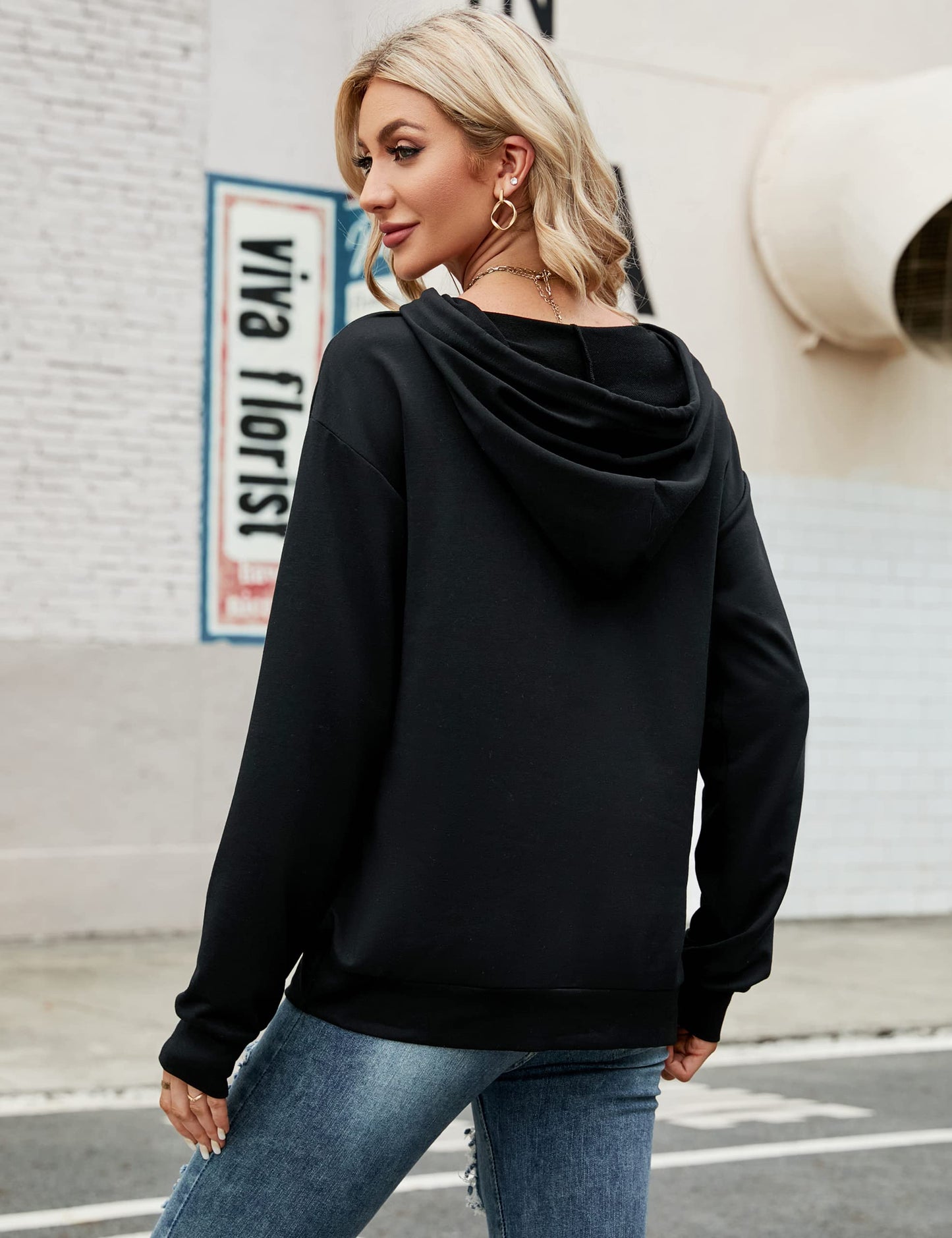 Blooming Jelly Women's Halloween Sweatshirts Skull Graphic Hoodies Long Sleeve Skeleton Shirt Trendy Fall Tops (X-Large, Black Hoodie-2)