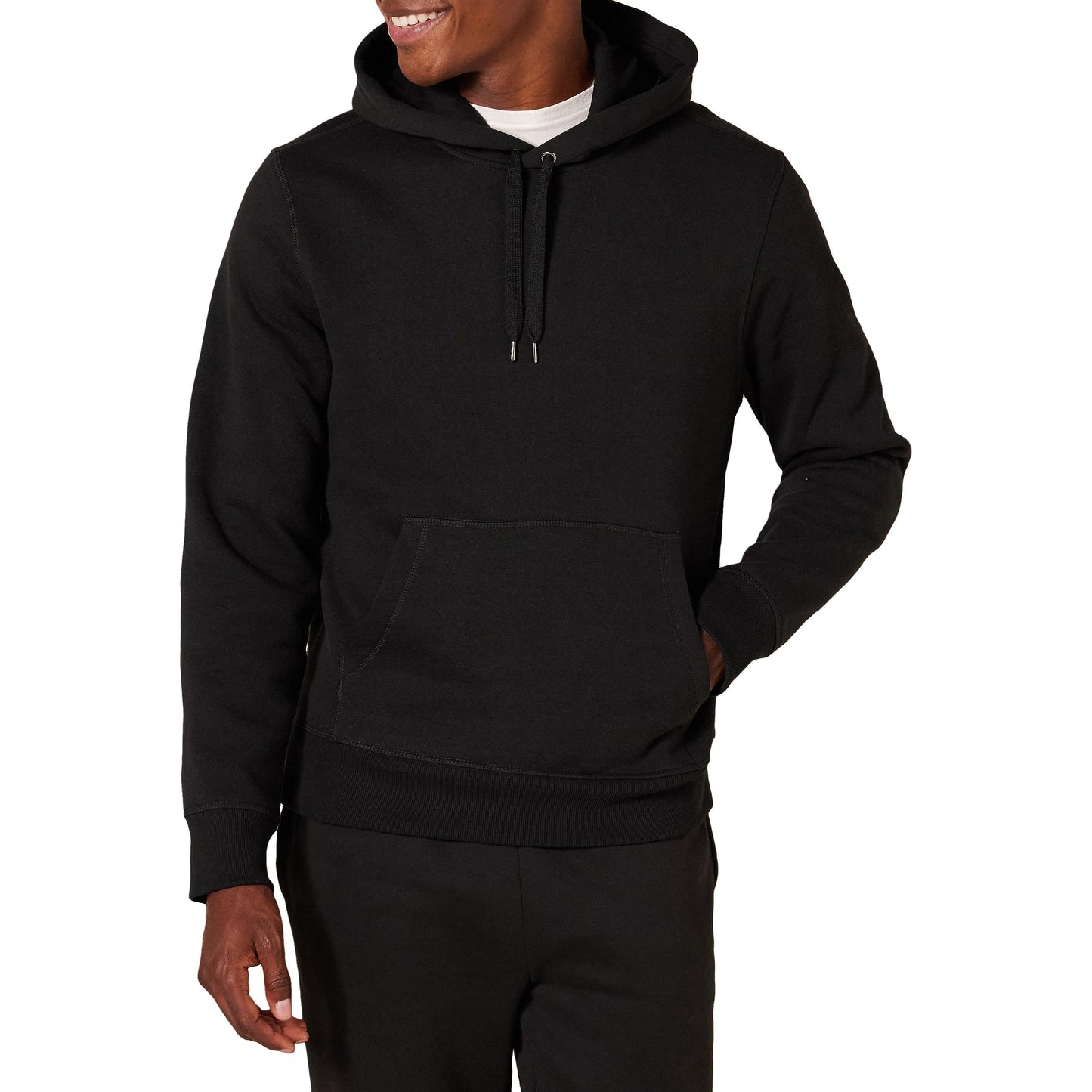 Amazon Essentials Men's Pullover Sweatshirt Hoodie, Big & Tall Options Available, Black Heather, X-Large